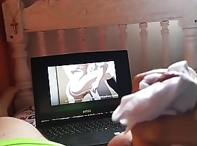 Kaneki masturbates watching manga