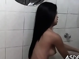 Cum-thirsty asian wench deepthroats and rides a hard ding-dong