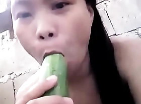 Asian wanking with cucumber