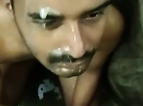 Desi Indian Tamil boy cum facial in bathroom