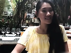 Skinny hot Chinese tourist bangs pallid guy she just met in a hotel lobby