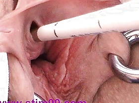 Cervix and peehole fucking with objects stroking urethra