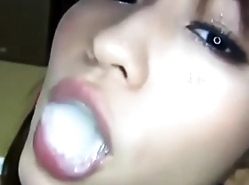 Japanese girl swallows multiple piles of scam cum