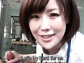 Subtitled cfnm japanese female alloy gives come what may handjob