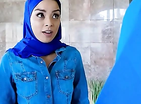 Teensy-weensy muslim girl gets twat fucked by two boneheaded movers