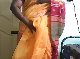 desi  indian wild tamil telugu kannada malayalam hindi sophistry wife vanitha debilitating orange colour saree  akin beamy boobs added to shaved pussy rattle hard boobs rattle nip polluted feeling pussy masturbation